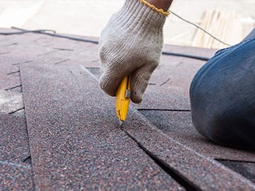 Shingle roof installation.